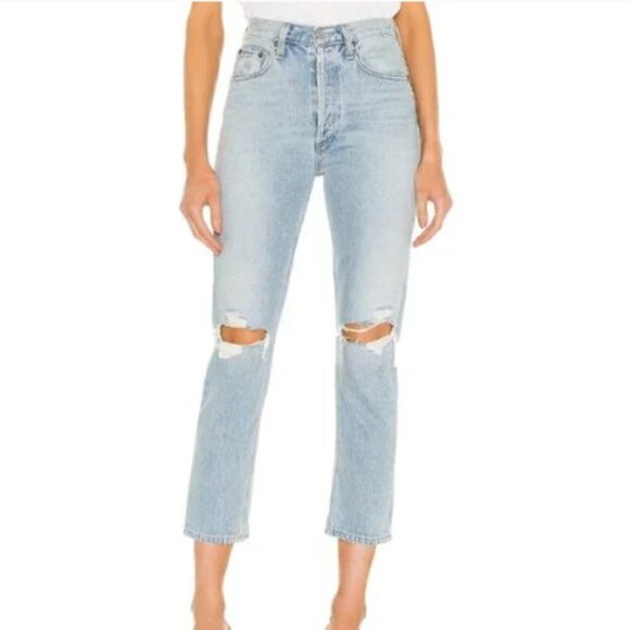 AGOLDE Riley High Rise Cropped Straight Leg Jeans - Picture 1 of 15